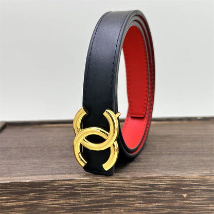 Ceinture en cuir CC pour femme (noir)