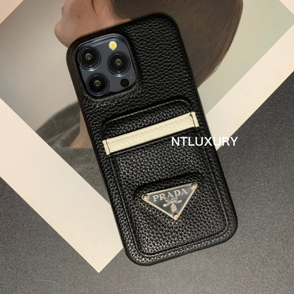 Litchi Pattern Phone Case with Pocket for iPhone