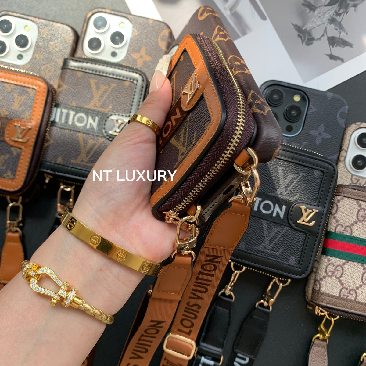 Einzigartige Handtaschen-Handyhülle mit Streifen (3er-Set)