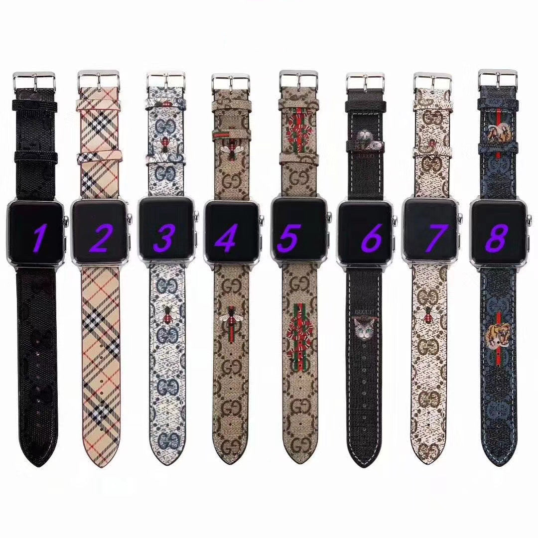 Bracelet de montre fantaisie GG à motif floral pour iWatch