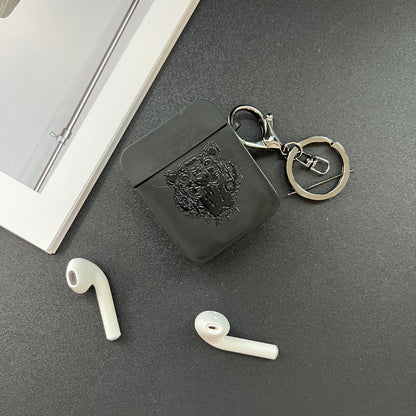 Schwarze trendige Airpods Hülle ( Tiger )