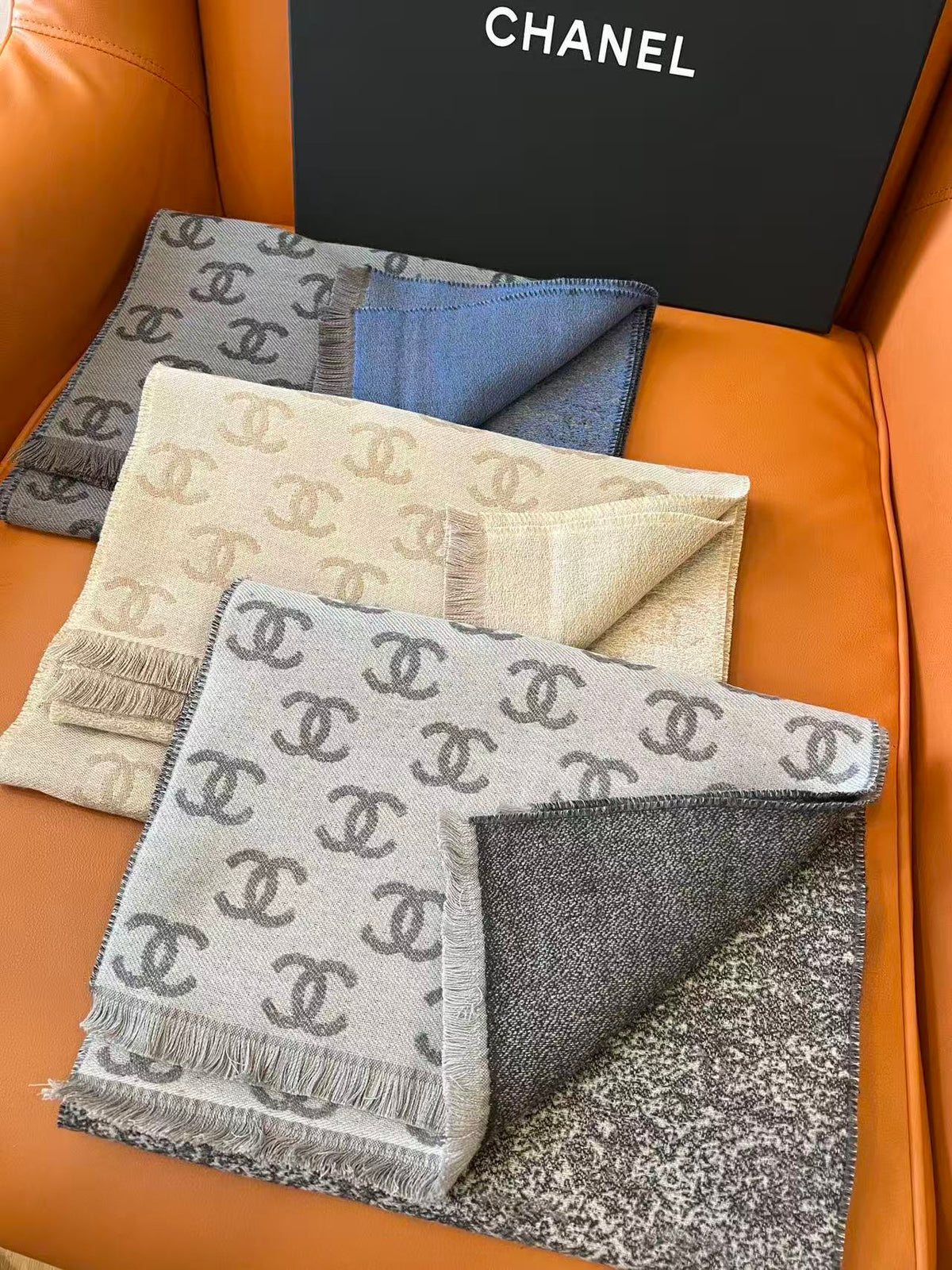 Ombre CC Long Cashmere Scarf
