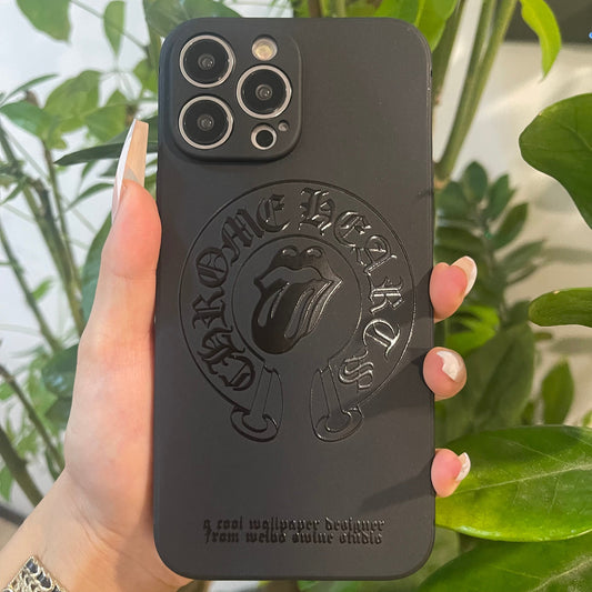Coque de téléphone noire tendance (Cœur et lèvres)