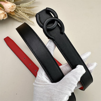 Ceinture en cuir CC pour femme (noir)