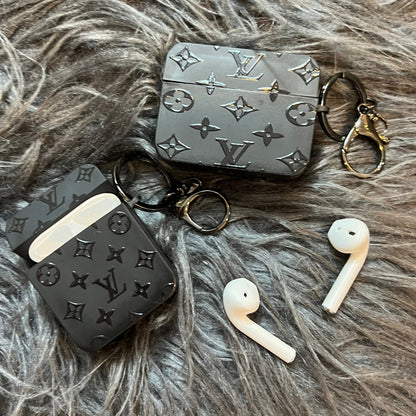 Étui tendance noir pour Airpods (Petit amour)