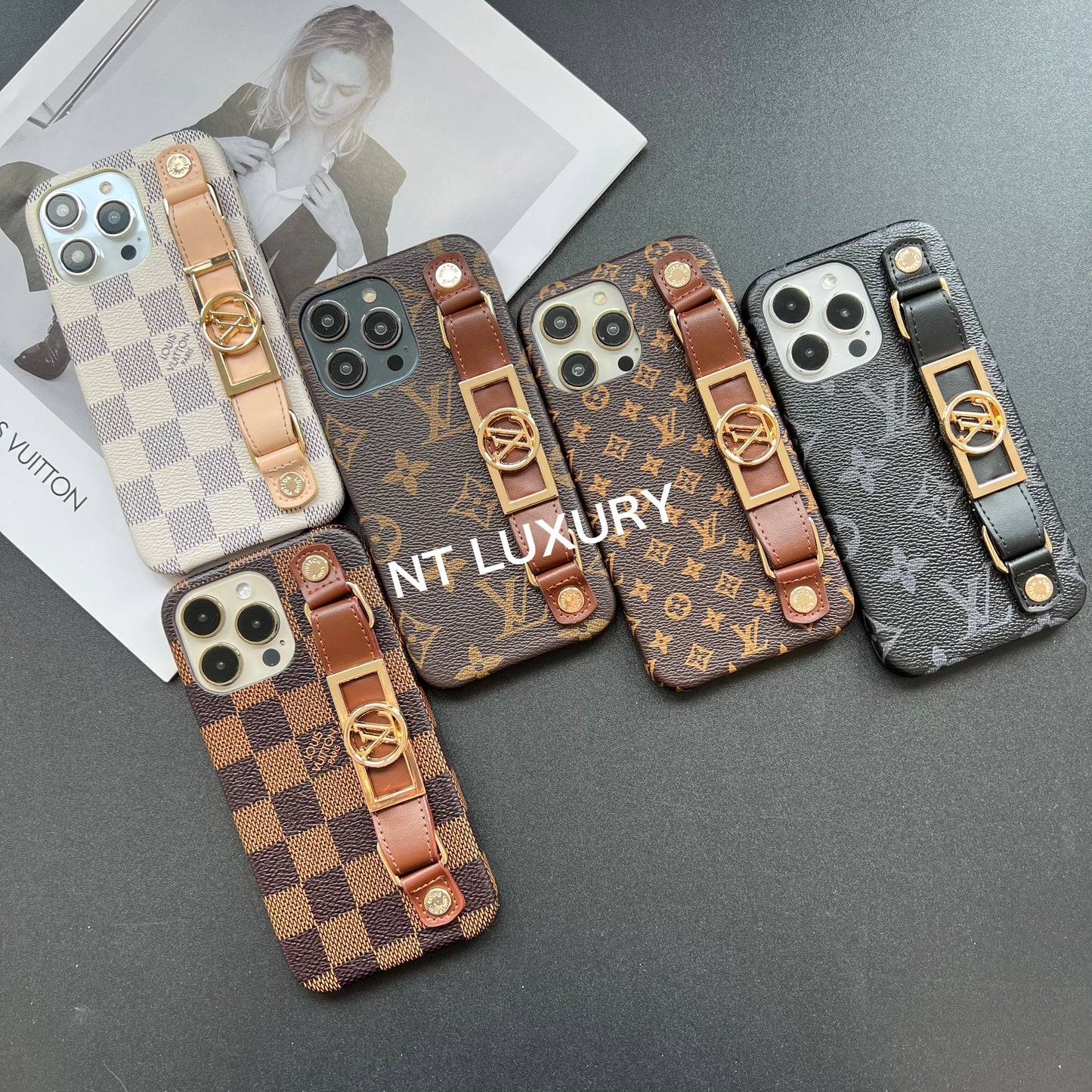 Coque iPhone motif floral avec sangle de taille