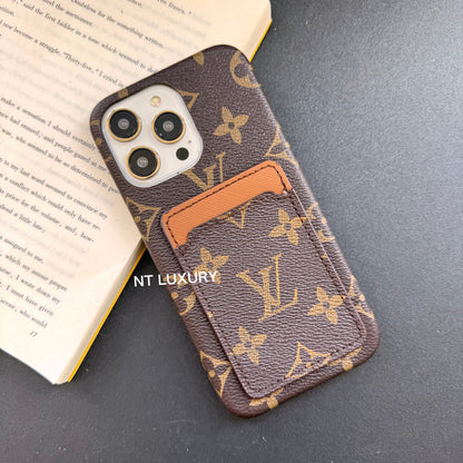 Étui de téléphone vintage motif floral avec portefeuille