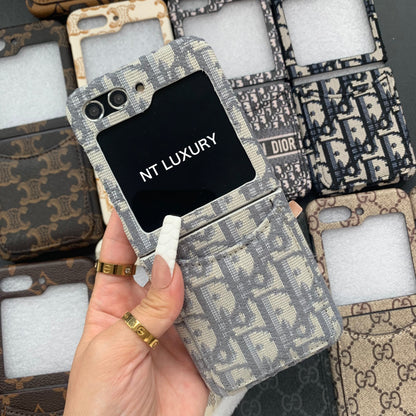 Vintage Floral Case For Z-Flip Series with Pocket (White Dove)