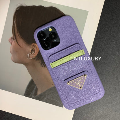 Litchi Pattern Phone Case with Pocket for iPhone