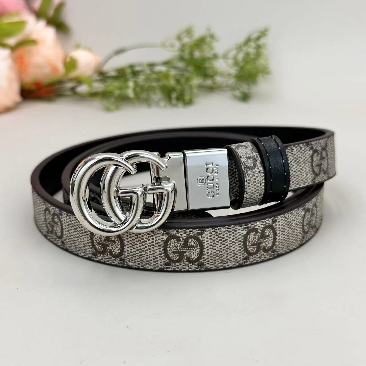 Floral Design Good Belt (Brown)