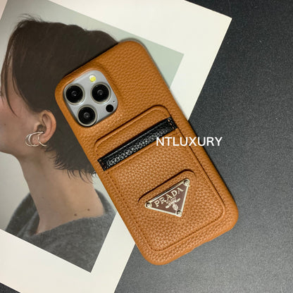 Litchi Pattern Phone Case with Pocket for iPhone
