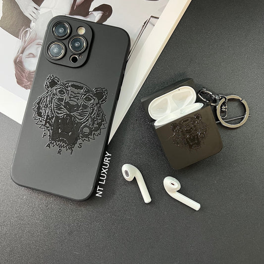 Coque de téléphone noire tendance ( Tigre )