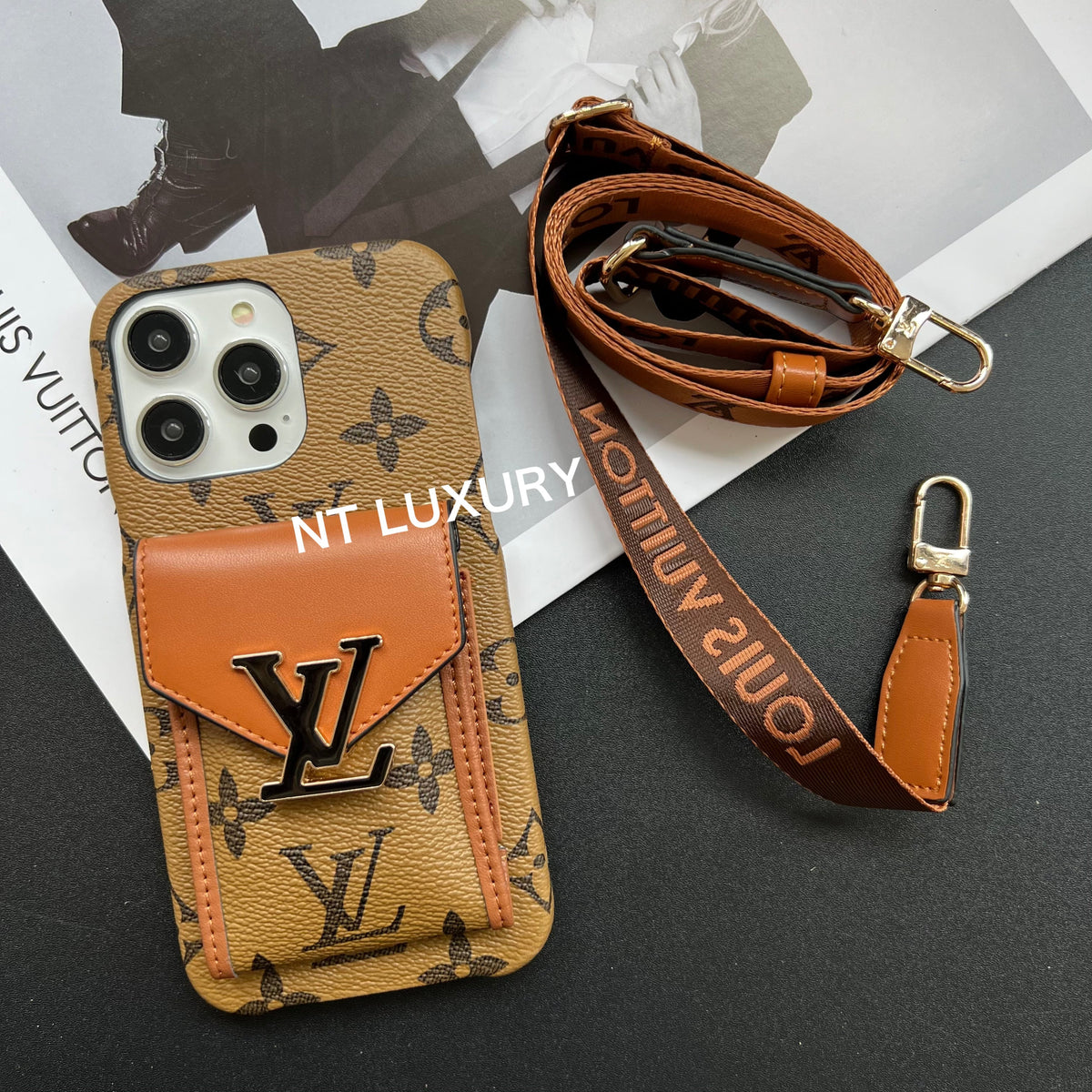 Coque Samsung Motif Floral Rétro avec Cordon et Porte-cartes