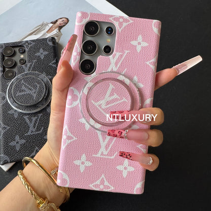Traditional Love Samsung Case with MagSafe Holder (Black & Pink Big Love)