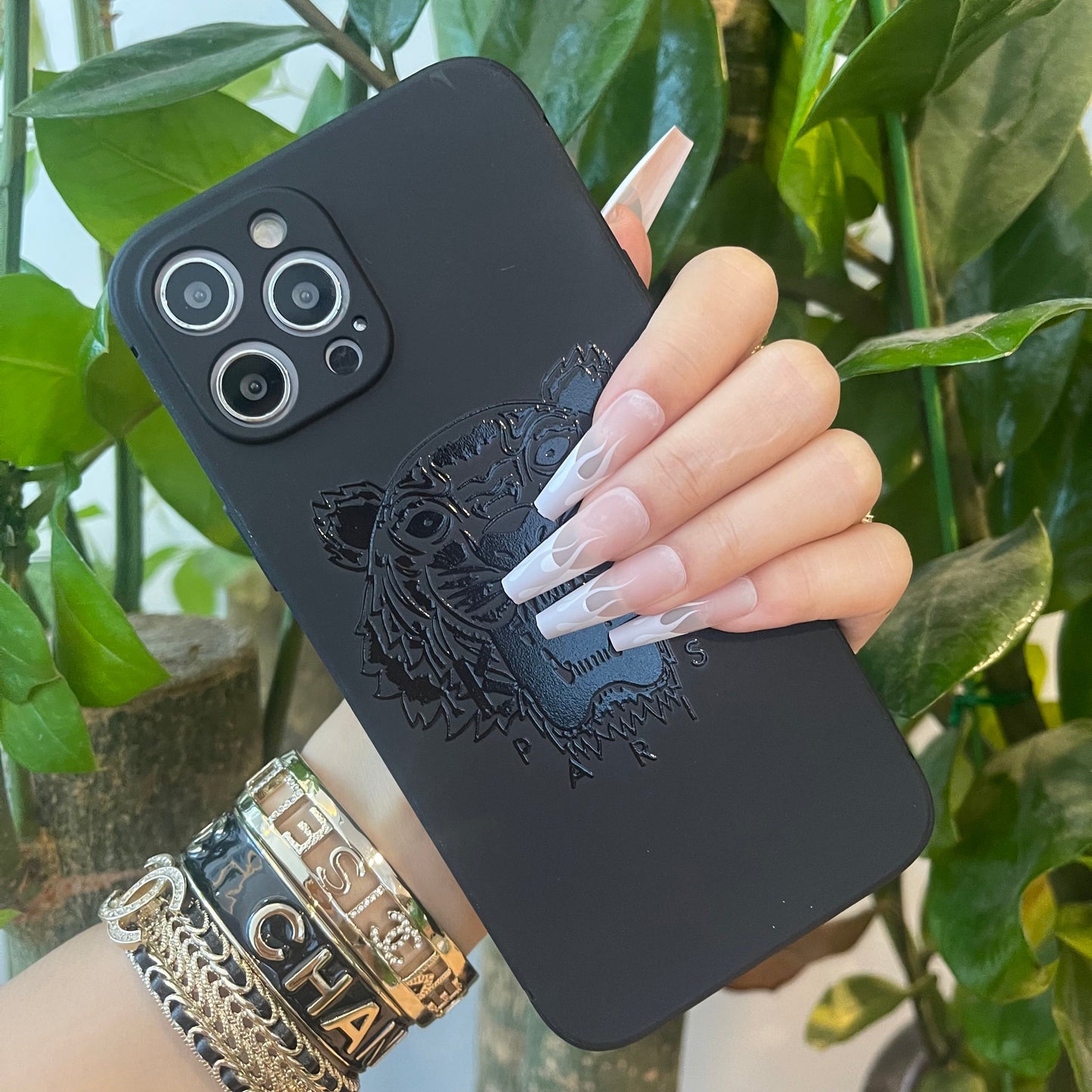 Schwarze trendige Handyhülle ( Tiger )
