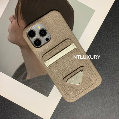 Litchi Pattern Phone Case with Pocket for iPhone