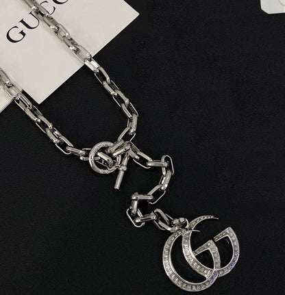 Good Glitter Shine Design 4 Set ( Earrings+Bracelet + Brooch +Necklace)- Silver