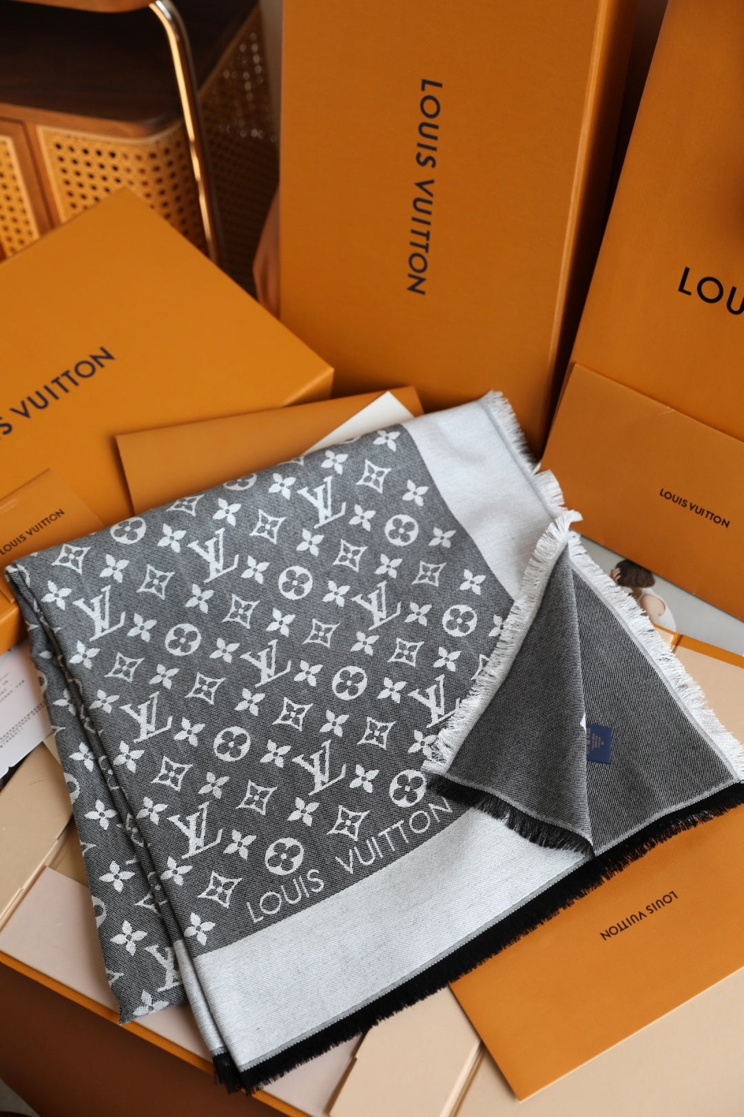 Grey Love Square Silk Scarf