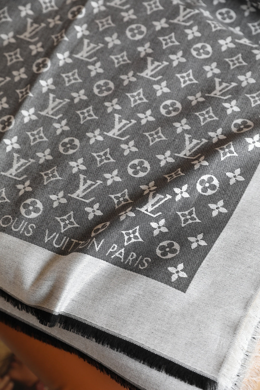 Grey Love Square Silk Scarf