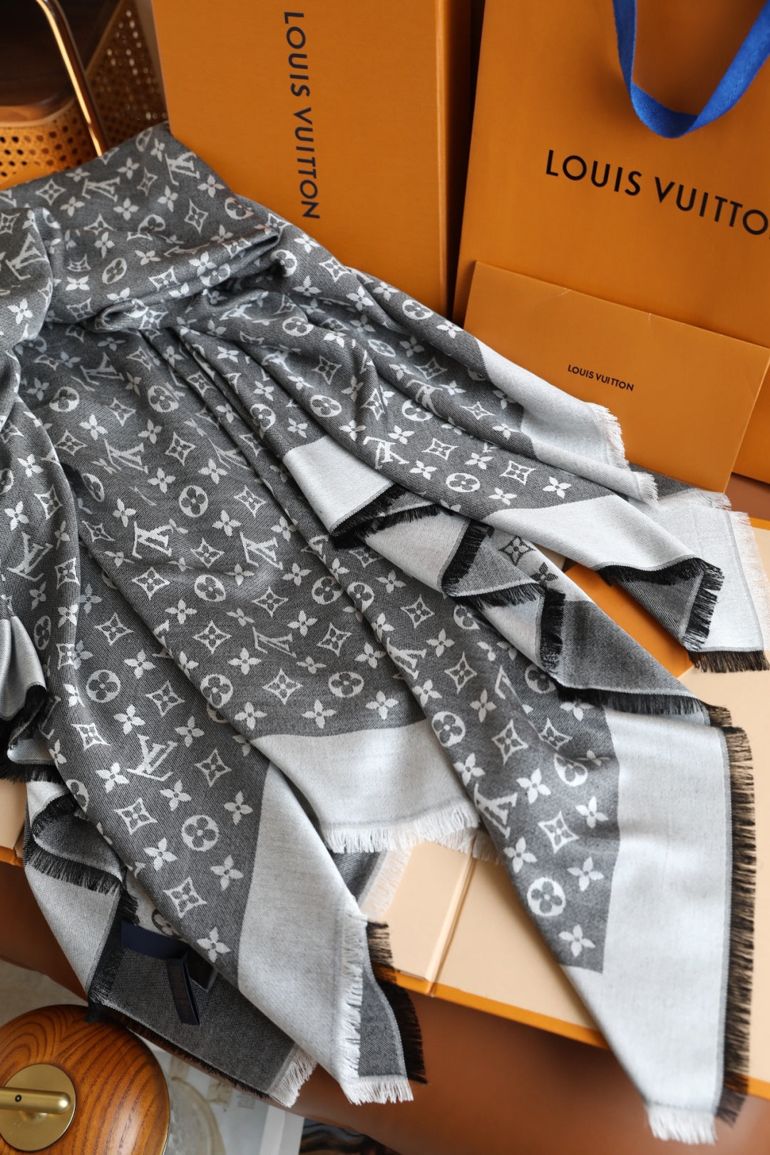 Grey Love Square Silk Scarf