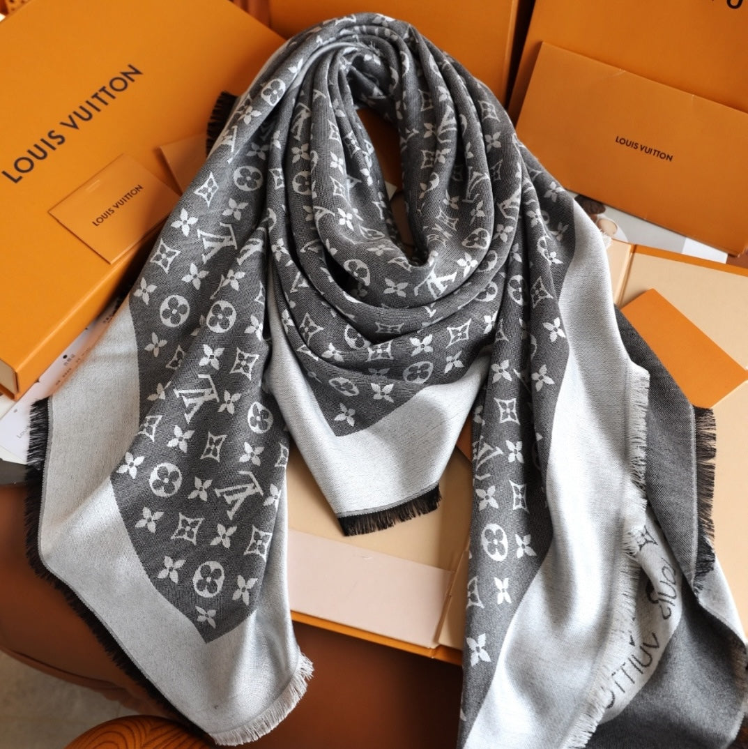 Grey Love Square Silk Scarf
