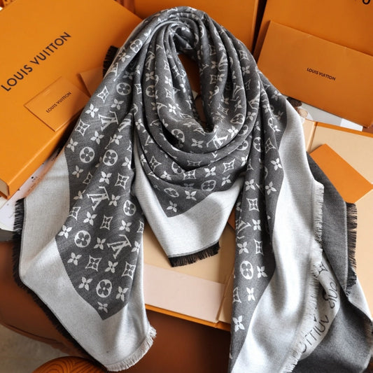 Grey Love Square Silk Scarf