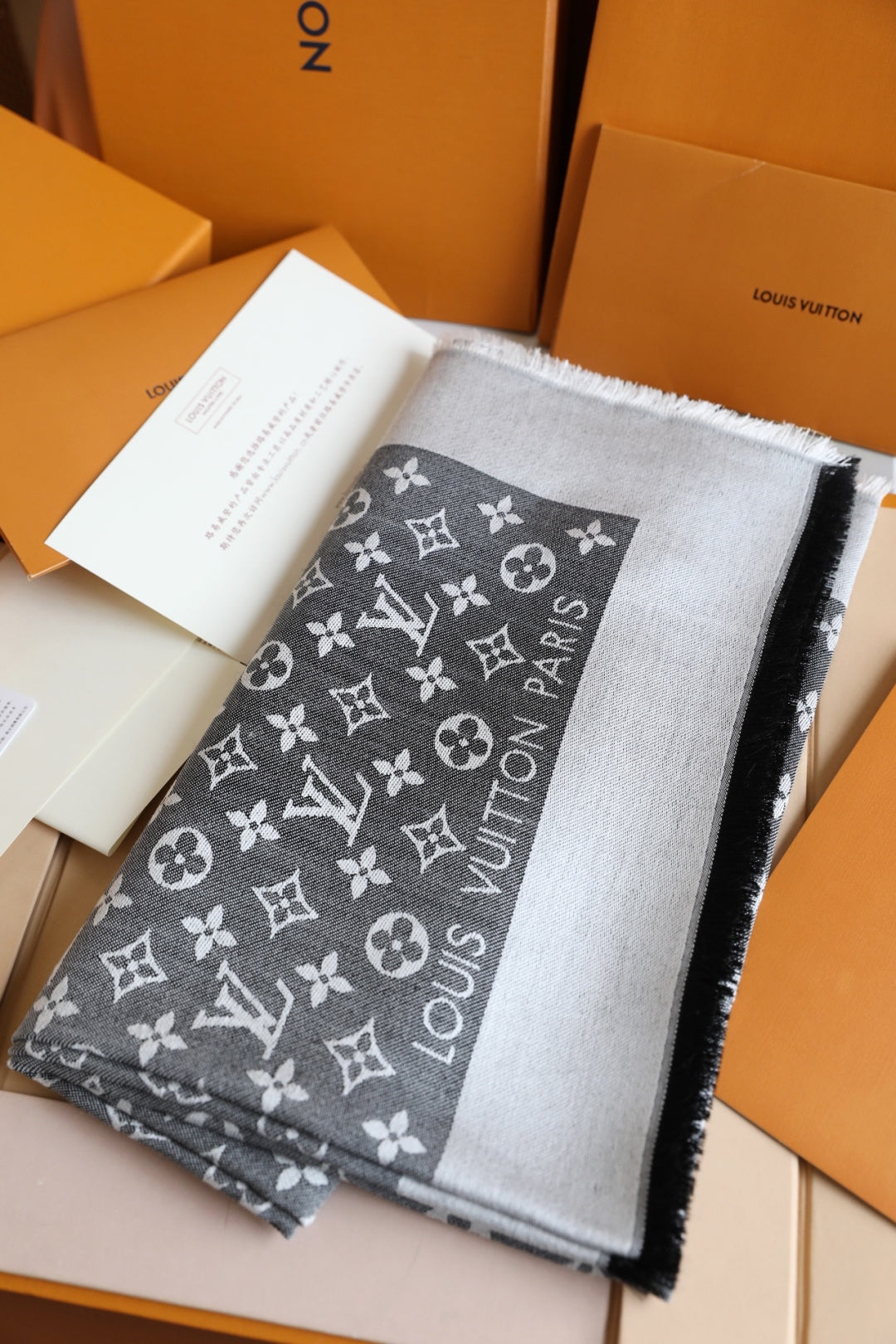Grey Love Square Silk Scarf