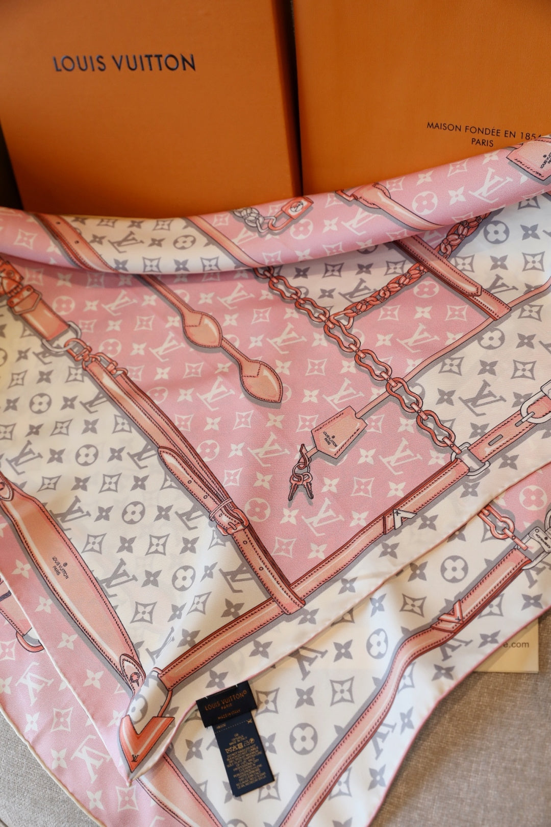 Pink Love Square Silk Scarf
