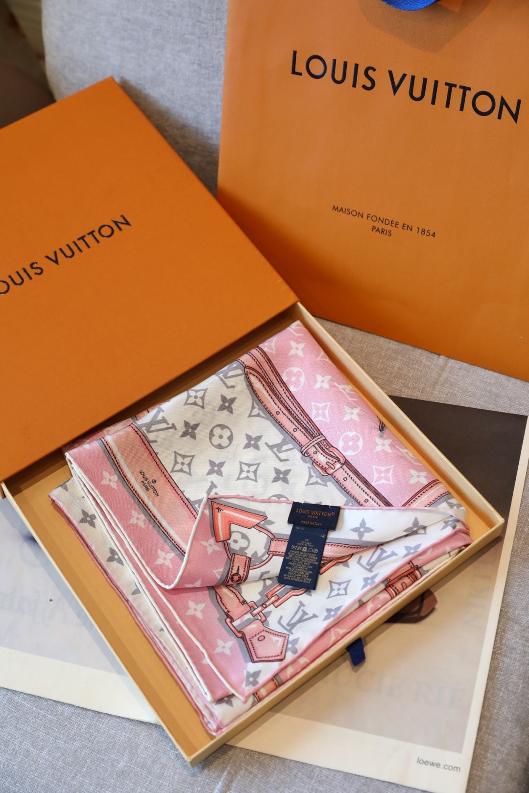 Pink Love Square Silk Scarf