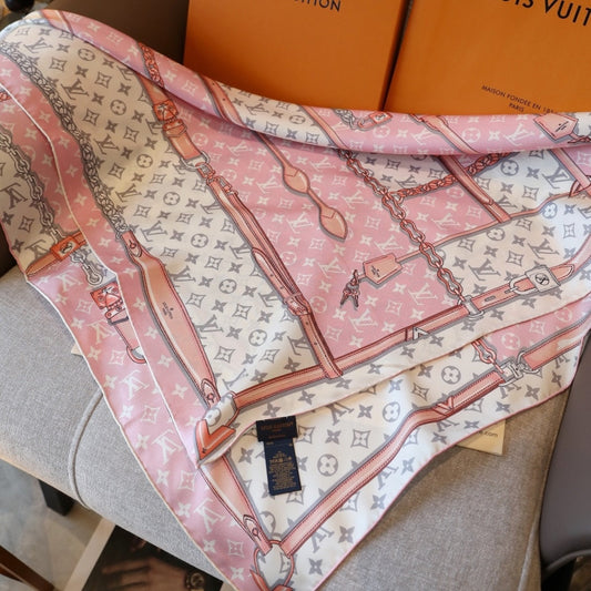 Pink Love Square Silk Scarf