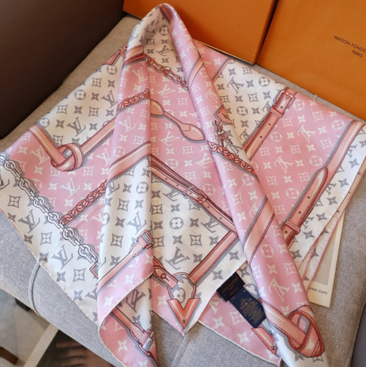 Pink Love Square Silk Scarf