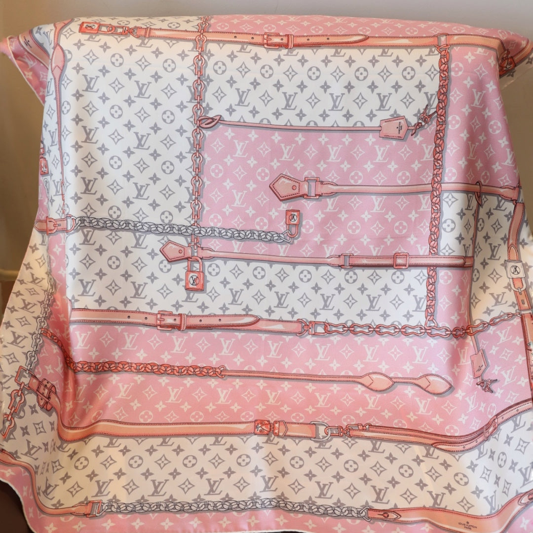 Pink Love Square Silk Scarf