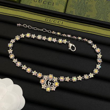 Colored Diamonds Good Design 4 Set (Earrings+Brooch+Rings +Necklace)