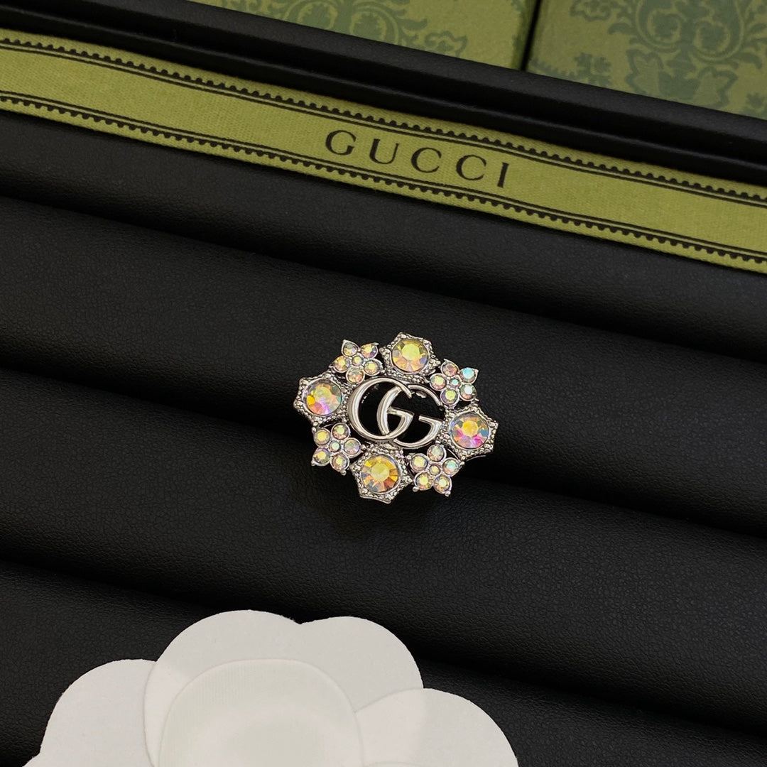 Colored Diamonds Good Design 4 Set (Earrings+Brooch+Rings +Necklace)