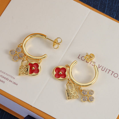 Boucles d'oreilles mignonnes en forme de cadenas vintage