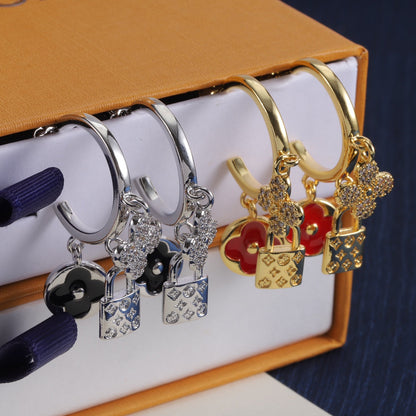 Boucles d'oreilles mignonnes en forme de cadenas vintage