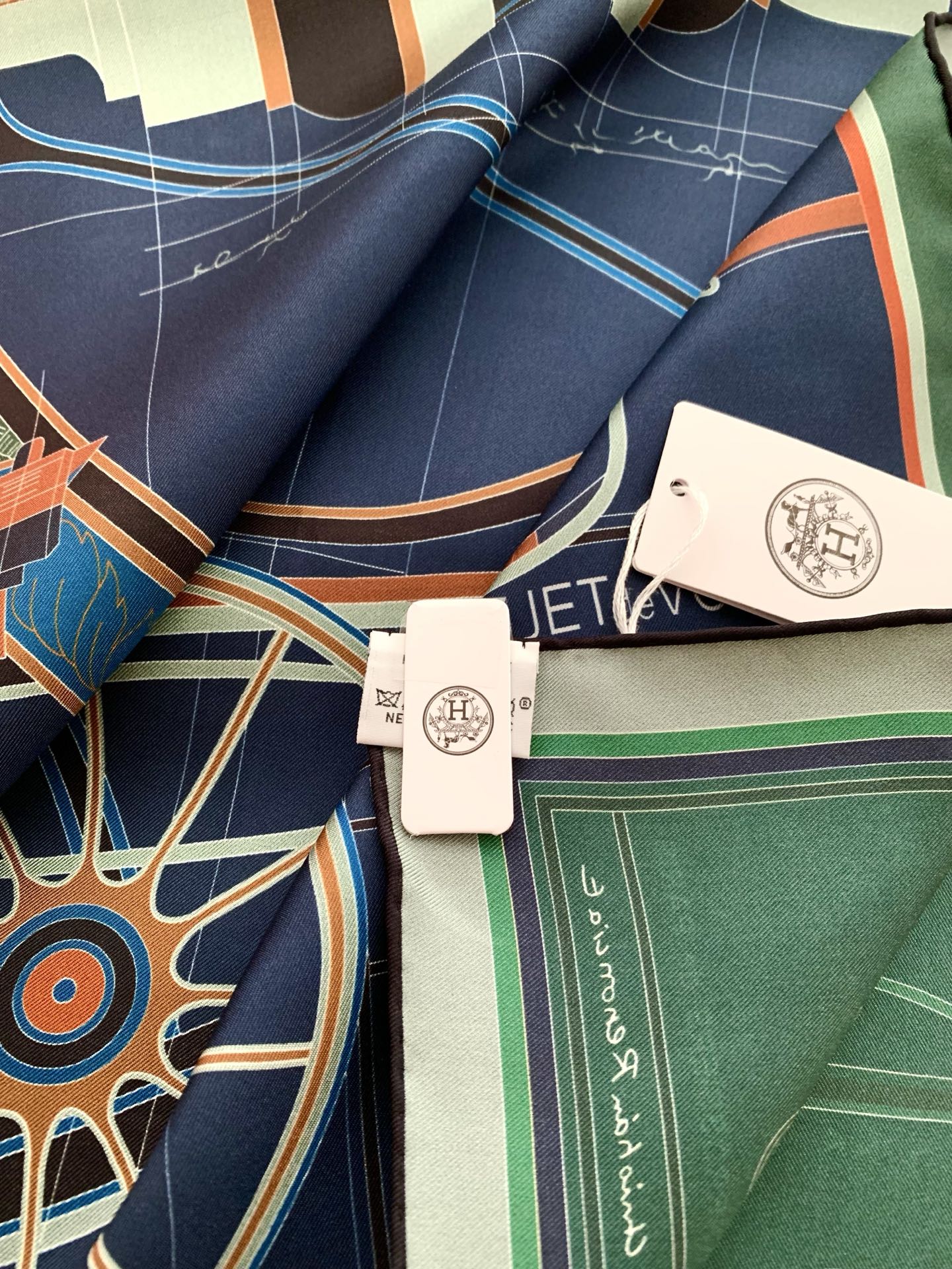 Painting Horse Silk Scarf （Blue)