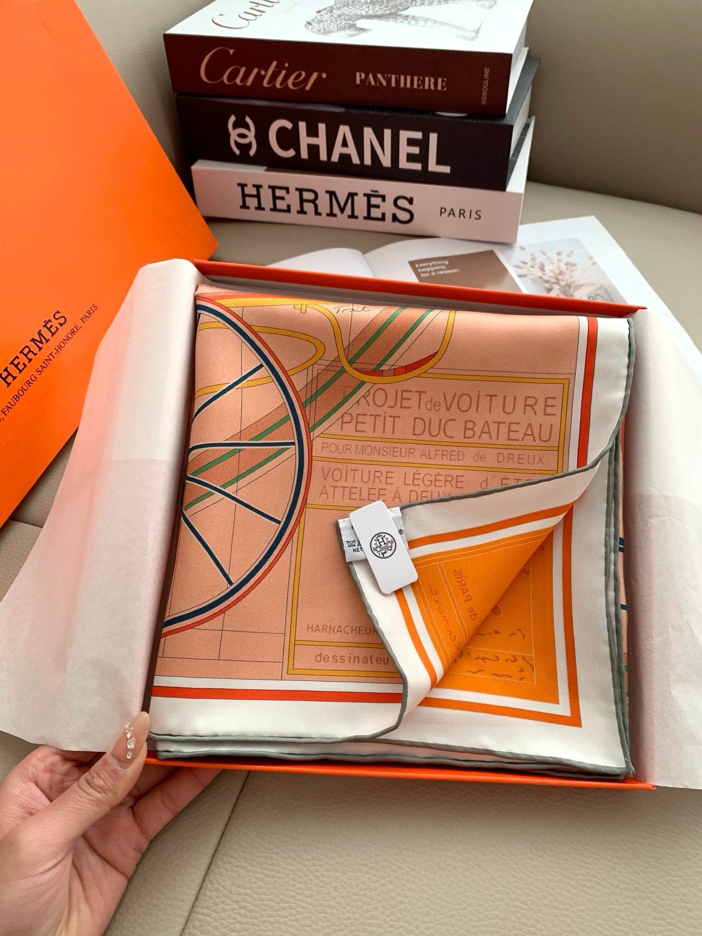 Painting Horse Silk Scarf （Orange）