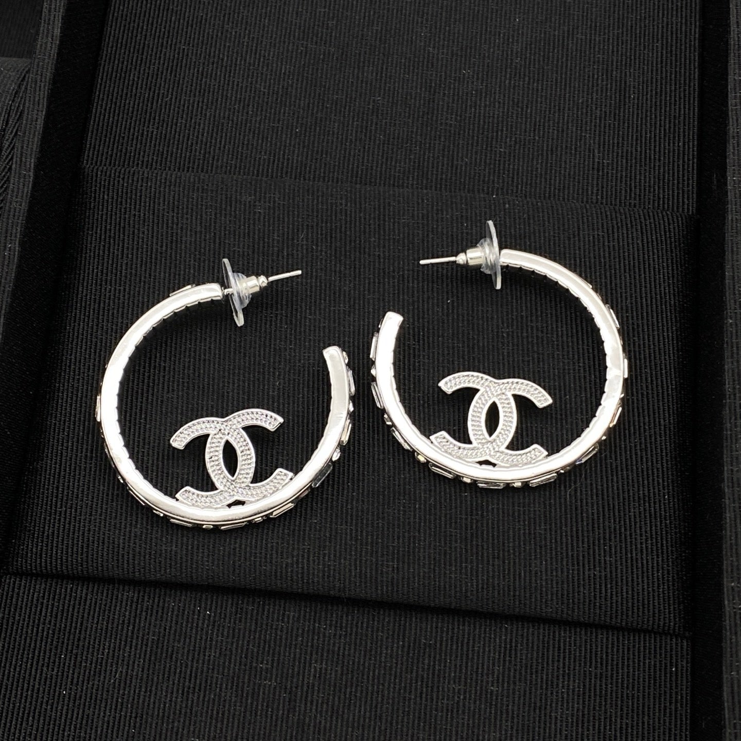 Cute Silver CC Hoop Earring