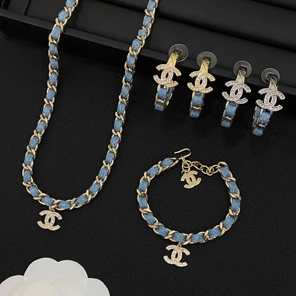 Denim Girl CC Design 4 Set (Earrings1 & 2+Bracelet +Necklace)
