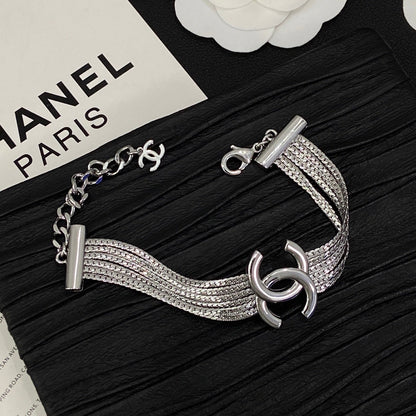 Tassel CC Design 3 Set (Earrings+Bracelet +Necklace)- Silver