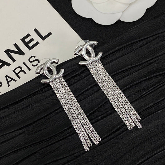 Tassel CC Design 3 Set (Earrings+Bracelet +Necklace)- Silver