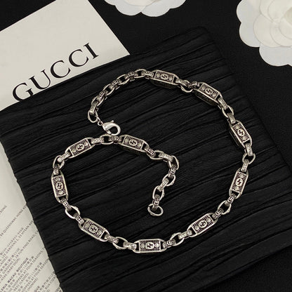 Good Vintage Chain Design 2 Set ( Bracelet +Necklace) -Silver