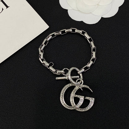 Good Glitter Shine Design 4 Set ( Earrings+Bracelet + Brooch +Necklace)- Silver