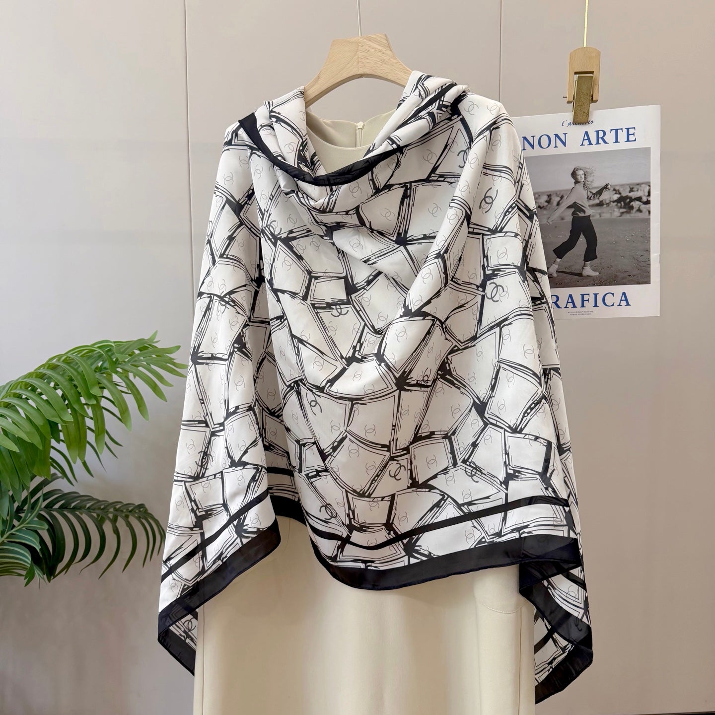 Full CC Silk Long Scarf (White)