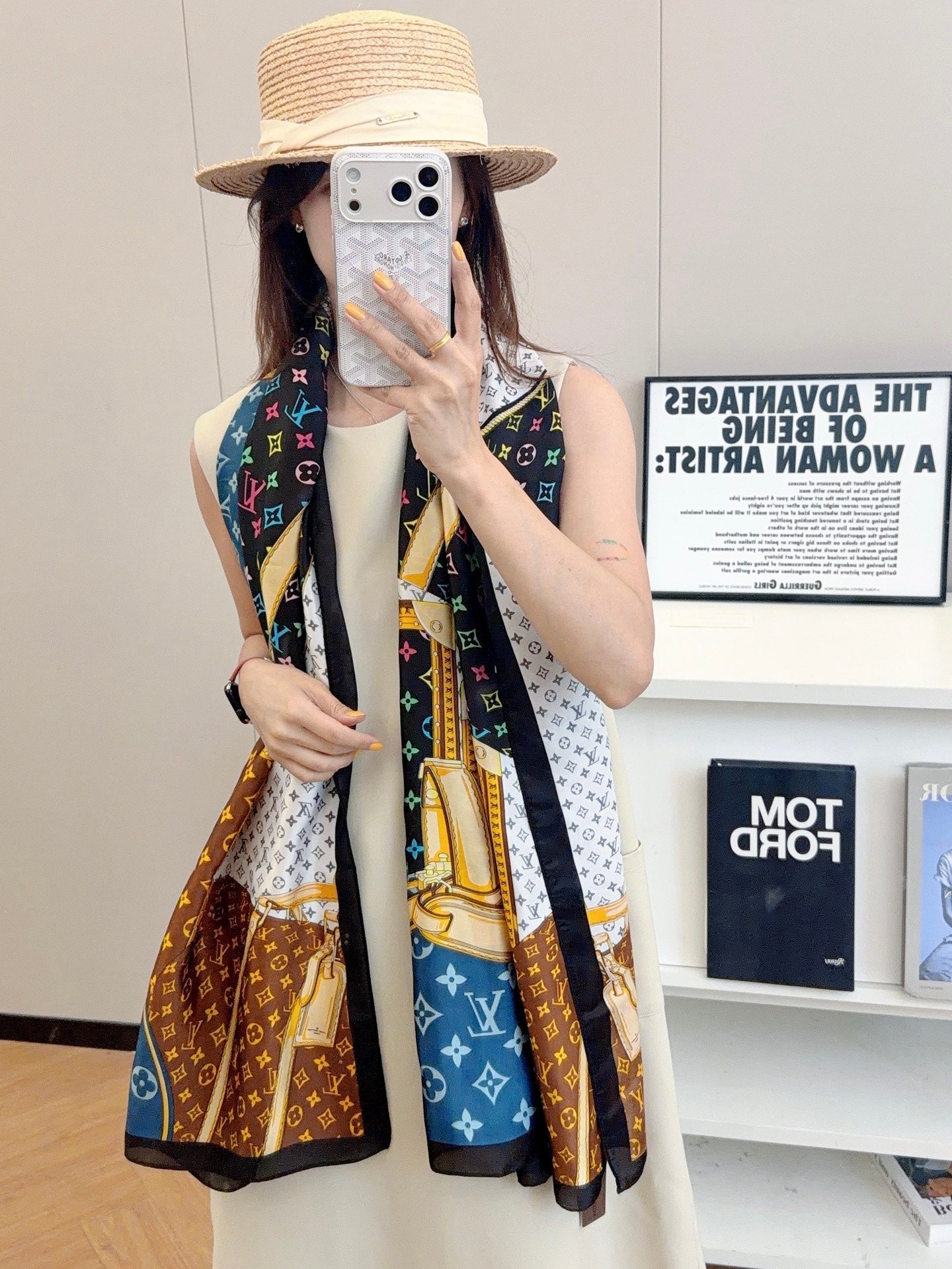 Love Painting Silk Long Scarf