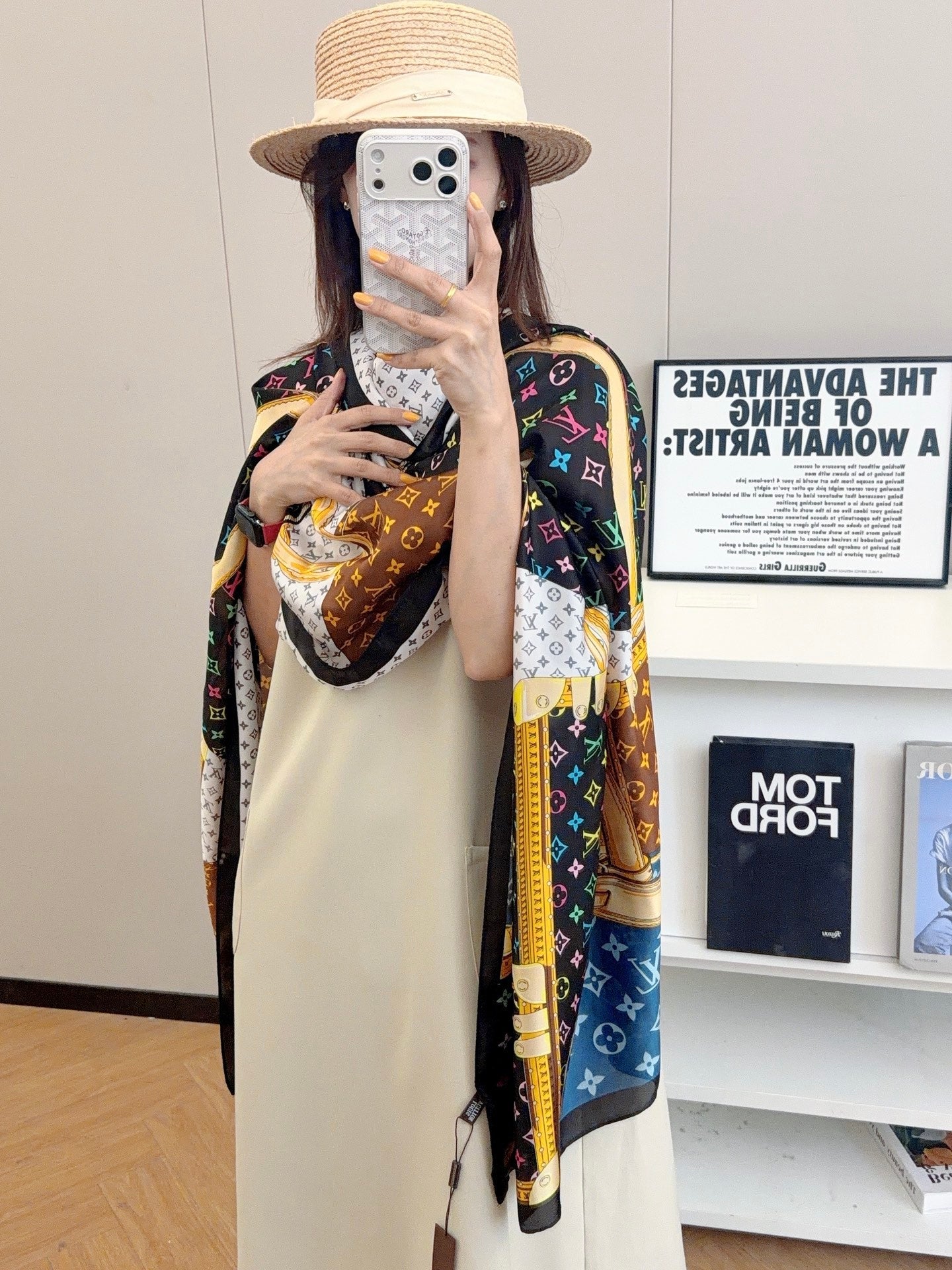 Love Painting Silk Long Scarf