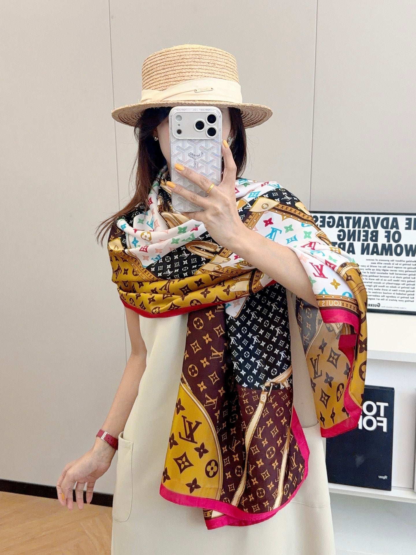 Love Painting Silk Long Scarf