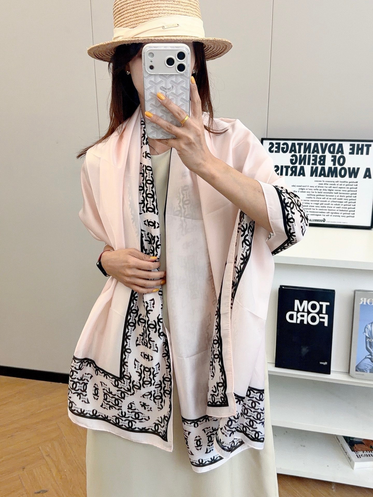 CC Pink Girl Silk Long Scarf