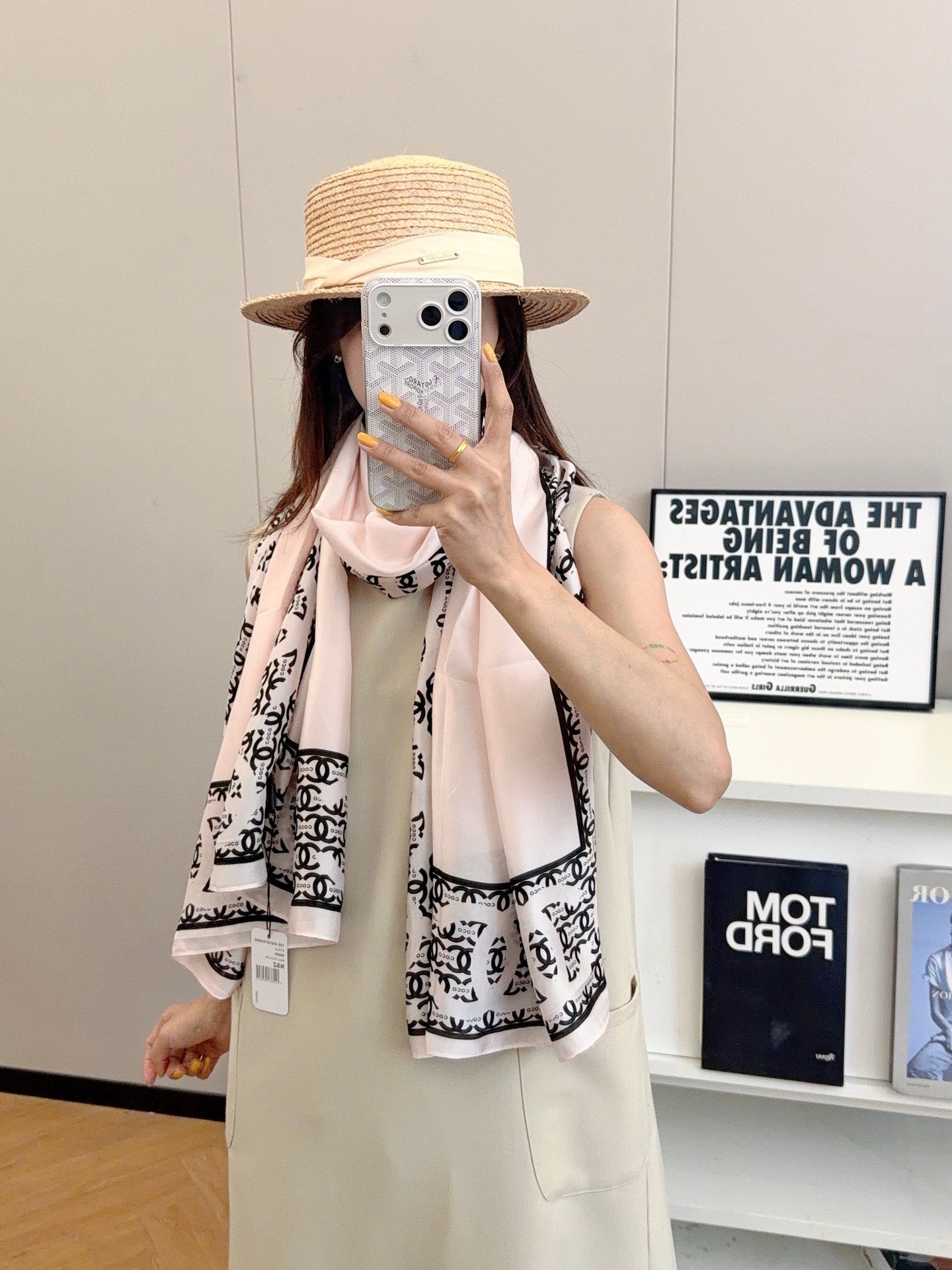 CC Pink Girl Silk Long Scarf